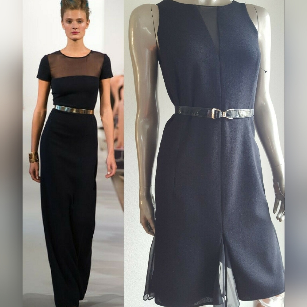 $3,000 OSCAR DE LA RENTA BLACK SILK WOOL RUNWAY DRESS GOWN US 2